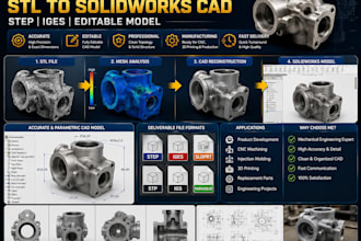 reverse engineer stl to solidworks cad, step, iges and editable model