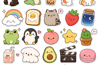 make cute kawaii sticker designs for your brand or business