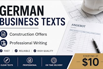 write german business texts and construction offers