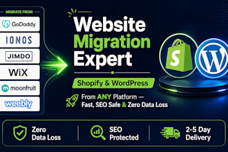 migrate godaddy ionos jimdo wix moonfruit weebly to shopify wordpress website