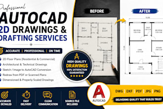 create professional autocad 2d drawings, floor plans, and drafting services