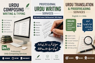urdu composing, writing, translation and proofreading