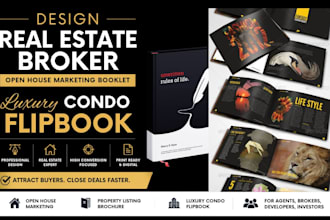 design real estate broker open house marketing booklet, luxury condo flipbook