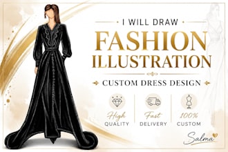 draw custom fashion illustration and dress design