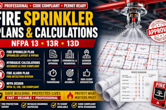 design fire sprinkler plans and hydraulic calculations cdc codes nfpa 13 13r 13d