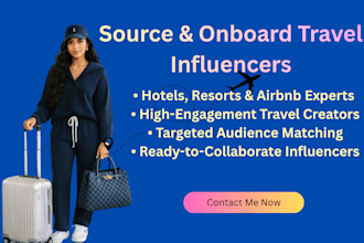 source and onboard travel influencers for your hotel, resort, or airbnb