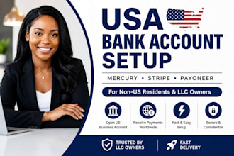 do USA bank creation mercury stripe payoneer for llc owners, proof of address