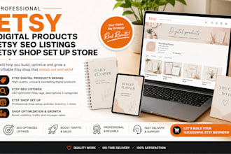 set up etsy shop design etsy digital products boost etsy sales etsy SEO listings