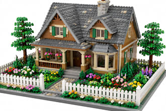 design a custom lego architecture house moc bricklink with full PDF instructions