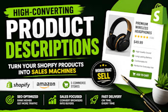 write SEO product descriptions for shopify and amazon