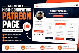 create a high converting patreon page for growth and income
