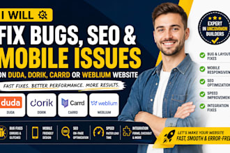 fix bugs SEO mobile issues on duda dorik carrd or weblium website builder