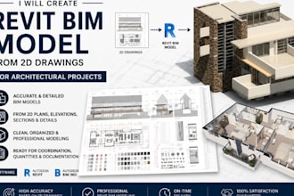 create revit bim model from 2d drawings for architectural projects