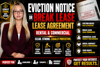 draft eviction notice or break lease agreement for rental or commercial contract