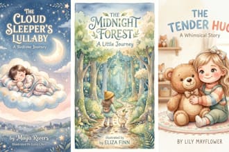 illustrate watercolor children book, whimsical bedtime storybook