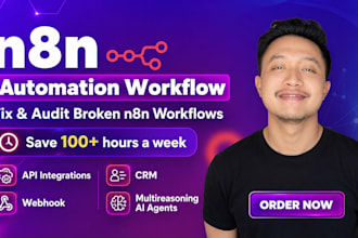 fix, debug, and optimize your broken n8n workflow or automation