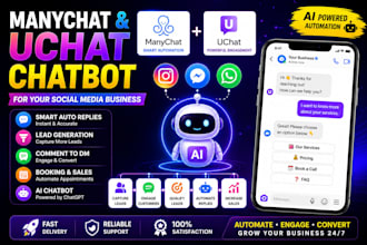 create manychat and uchat chatbot for your social media business