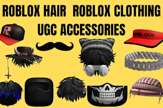 create custom roblox ugc hair, 3d furry roblox clothing model ugc accessories