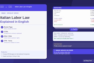 explain italian labor law, payslip or employment contract