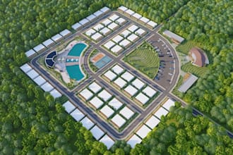 resort 3d landscape master plan,civic building community,sport facilities center