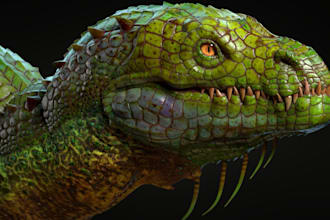 sculpt 3d animal model, creature model, 3d monster with rigging and animation