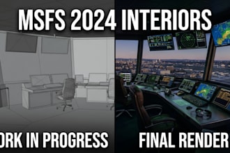 create 3d msfs 2024 airport interior, control tower, and terminal modeling