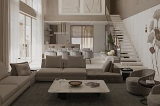 renovate interior house design, luxury loft apartment,funiture layout,cgi render
