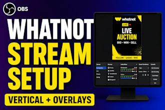 set up whatnot vertical live stream for selling with overlays