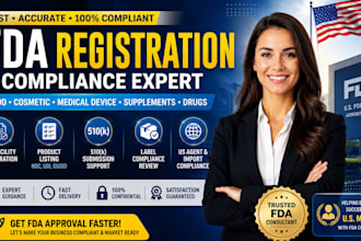handle fda 510k submission, fda registration, ndc, device listing and compliance