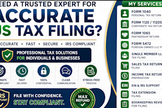 do US tax filling, llc tax, tax return, business tax 5472 1120 1040 cpa