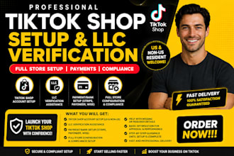 tiktok shop for US and non US resident, llc verification and payment gateway