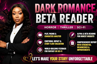 beta read dark romance, horror, thriller and sci fi novels
