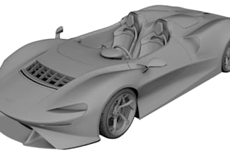 design luxury car model, car logo and decals design 3d sport car for 3d printing