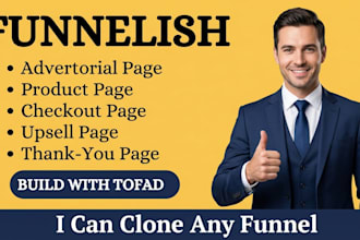 clone advertorial and sales page on funnelish