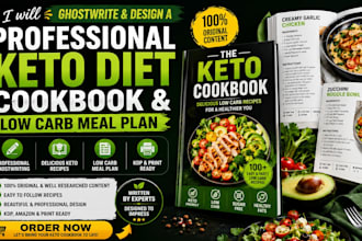 ghostwrite and design a professional keto diet cookbook and low carb meal plan