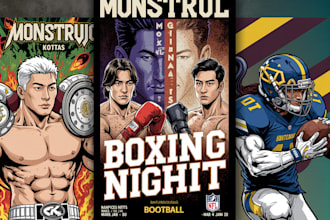 design dynamic boxing, ufc and sports illustration posters