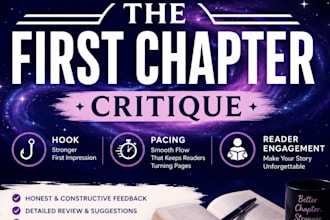 critique your first chapter to improve hook, pacing, and reader engagement