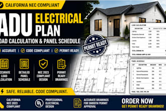 design adu electrical plan load calculation panel schedule california nec comp