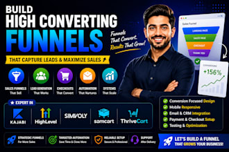 build high converting funnels in kajabi, gohighlevel, simvoly and samcart