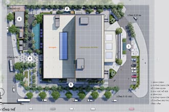 develop commercial siteplan,urban streetscpae,cgi public space,aerialview render
