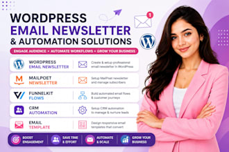 do wordpress automation, newsletters, fluentcrm, funnelkit flows, email template