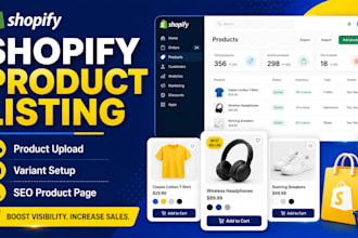 do shopify product listing, product upload and shopify product page optimization