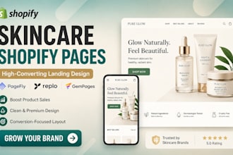 design beauty and skincare shopify landing page in gempages replo or pagefly