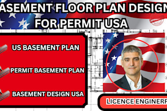 basement floor plan design for permit USA