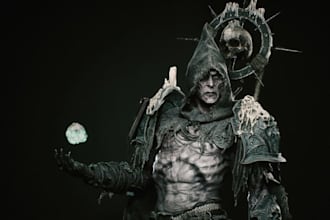 sculpt 3d fantasy armored warrior, game character asset, cinematic model,zbrush