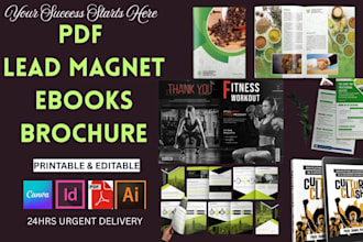 design canva ebook, lead magnet, workbook, digital brochure, guide book, catalog