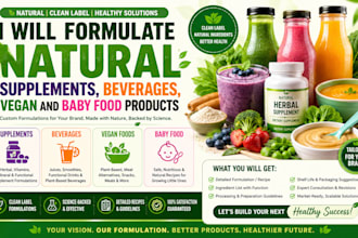 formulate natural supplements, beverages, vegan and baby food products
