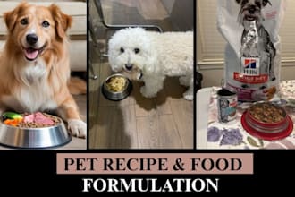 formulate pet supplements, beverages, dog food,  cat food products formulation