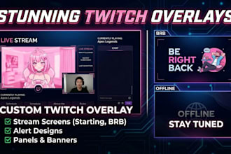 make animated twitch overlay, kick overlay logo emotes panel