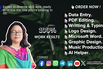 do data entry, digital marketing, logo design, music